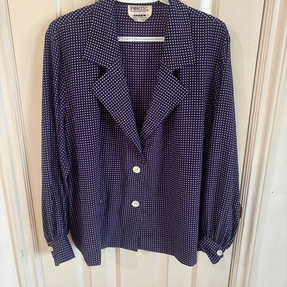 Vintage Ports 80s oversized purple and polka dot shirt